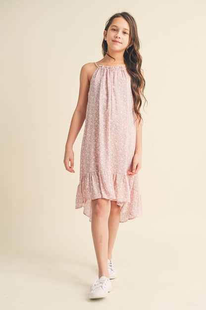 Tween Girl Halter Blush Flounce Dress