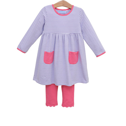 Annie Pants Set - Lavender Stripe