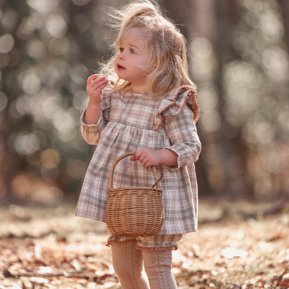 Plaid Ruffle Shoulder Dress