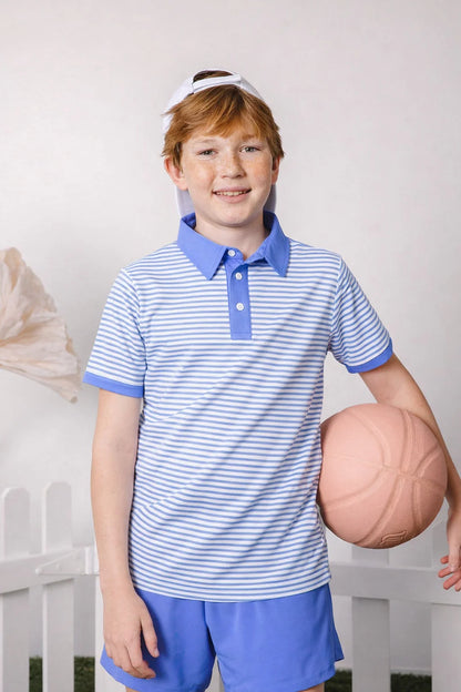 Sky Blue Thin Stripe Polo