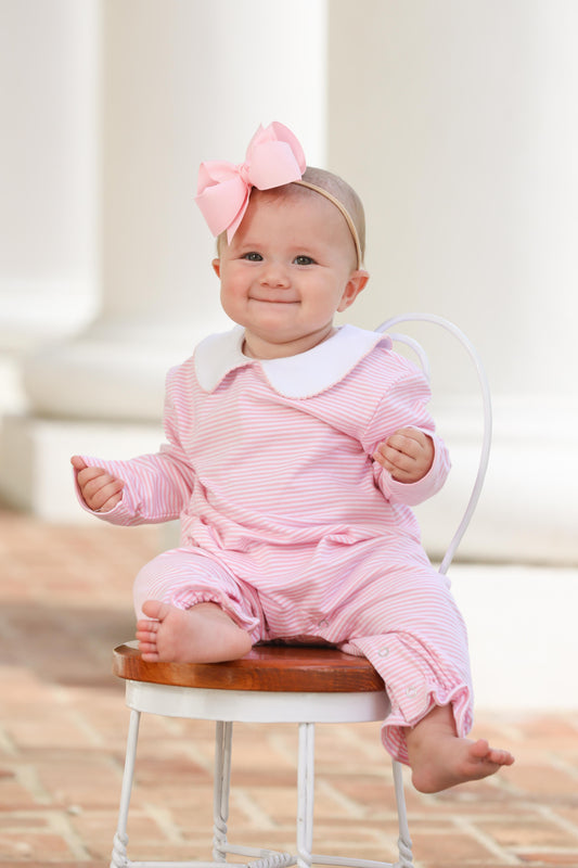 Claire Romper - Light Pink Stripe