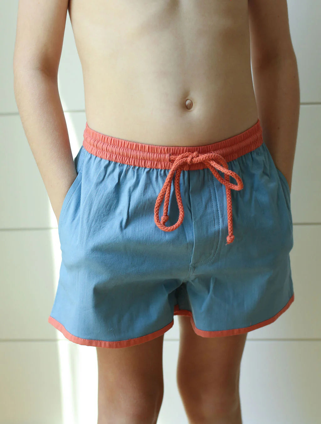 The Pop-on Short - Blue with Red Trim