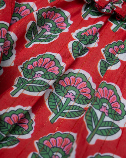 Red & Green Floral Dress