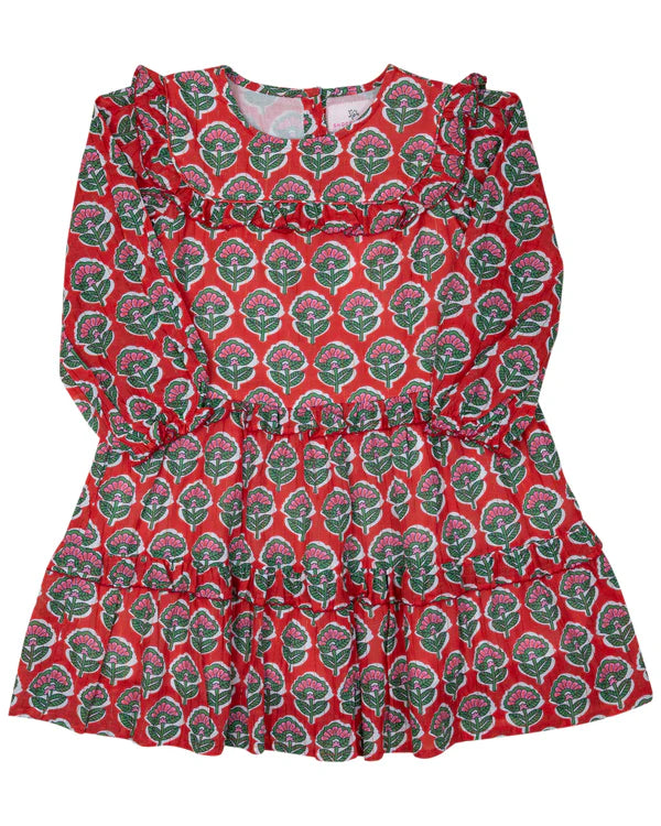 Red & Green Floral Dress