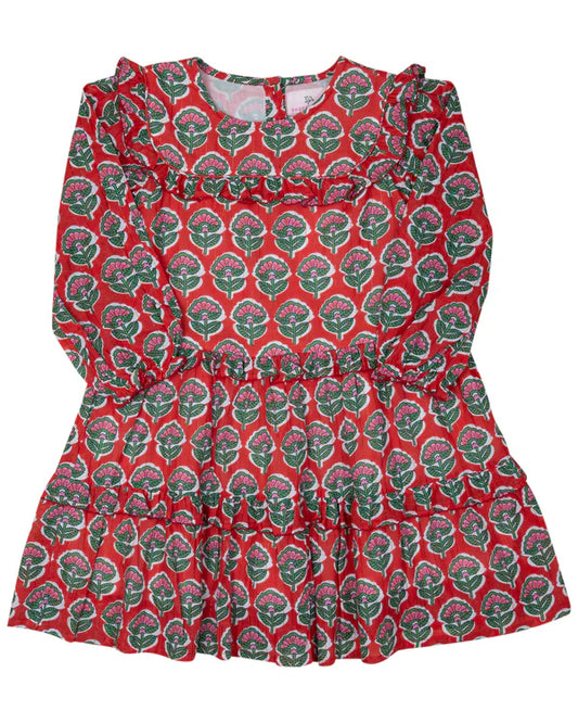 Red & Green Floral Dress