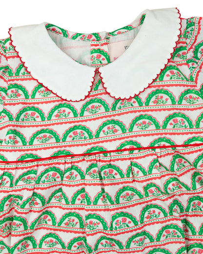 Scalloped Holiday Floral Dress