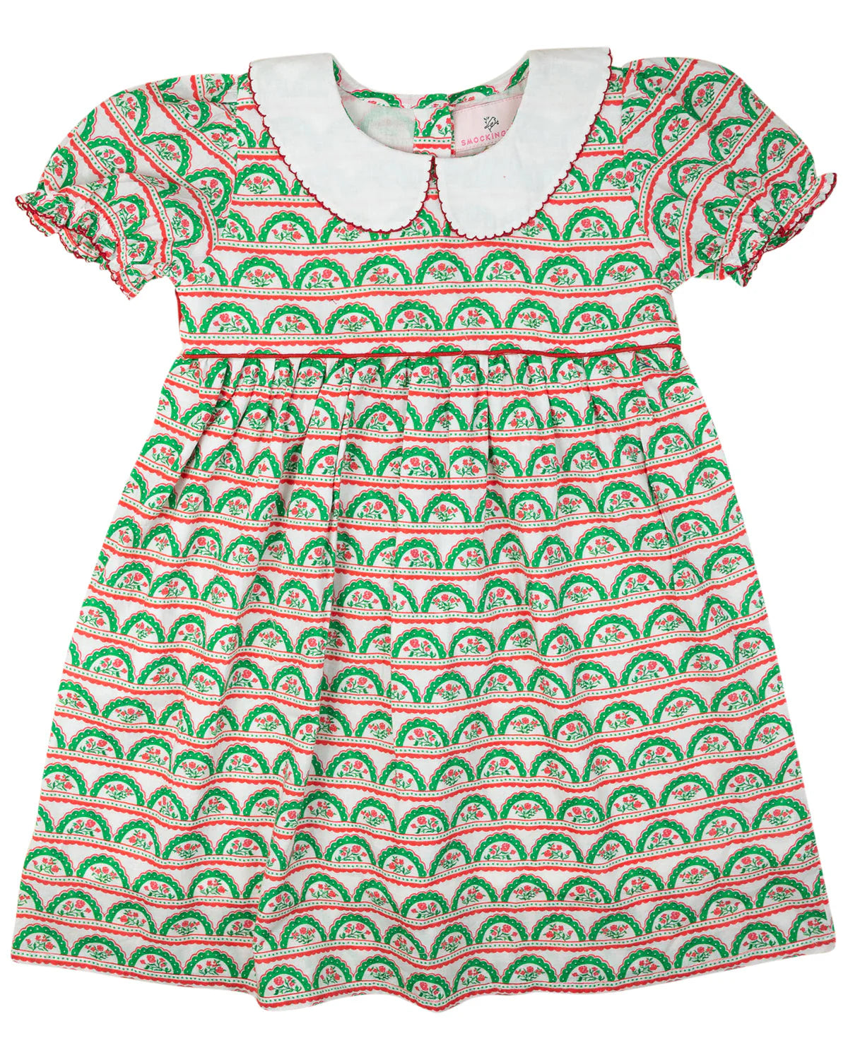 Scalloped Holiday Floral Dress