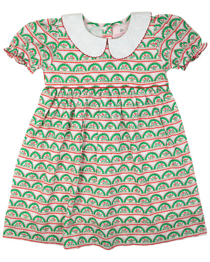 Scalloped Holiday Floral Dress