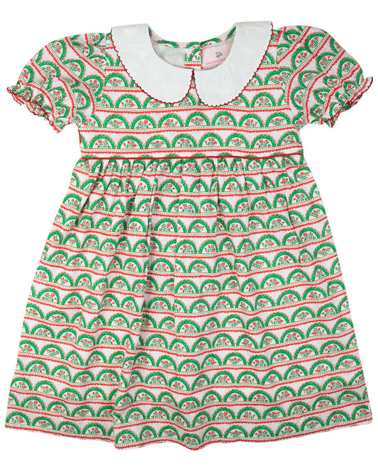 Scalloped Holiday Floral Dress