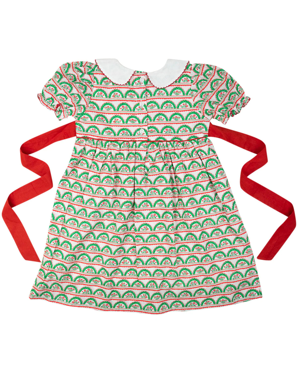 Scalloped Holiday Floral Dress