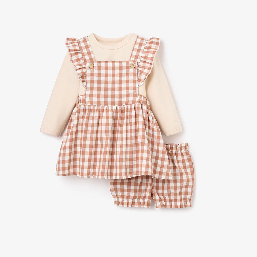 Rust Gingham Pinafore Dress & Bodysuit