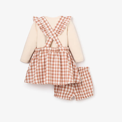 Rust Gingham Pinafore Dress & Bodysuit