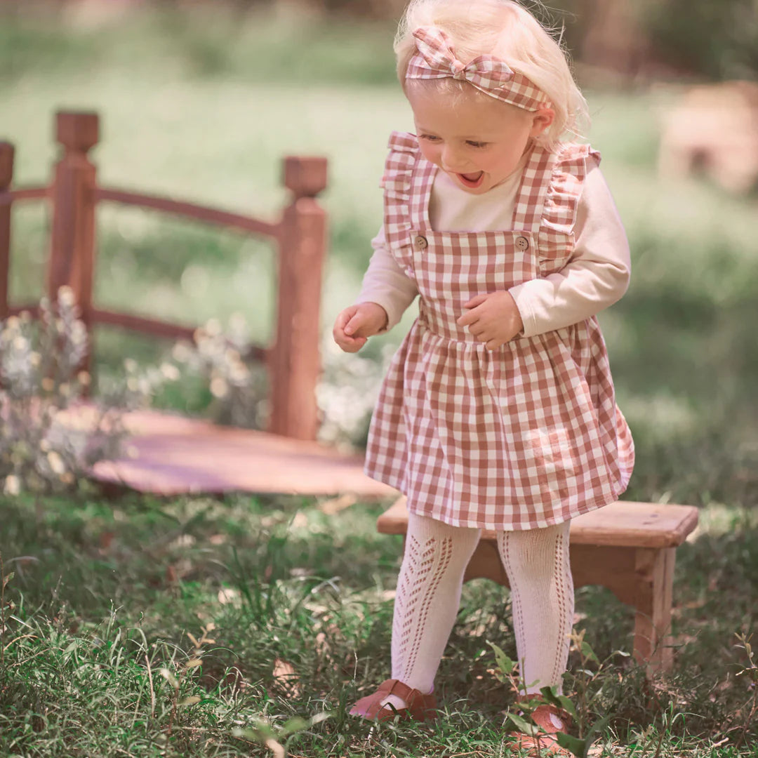 Rust Gingham Pinafore Dress & Bodysuit