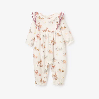 Forest Family Ruffle Shoulder Jumpsuit