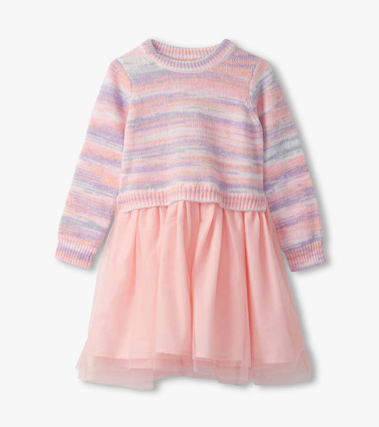 Pastel Rainbow Fuzzy Mixed Dress