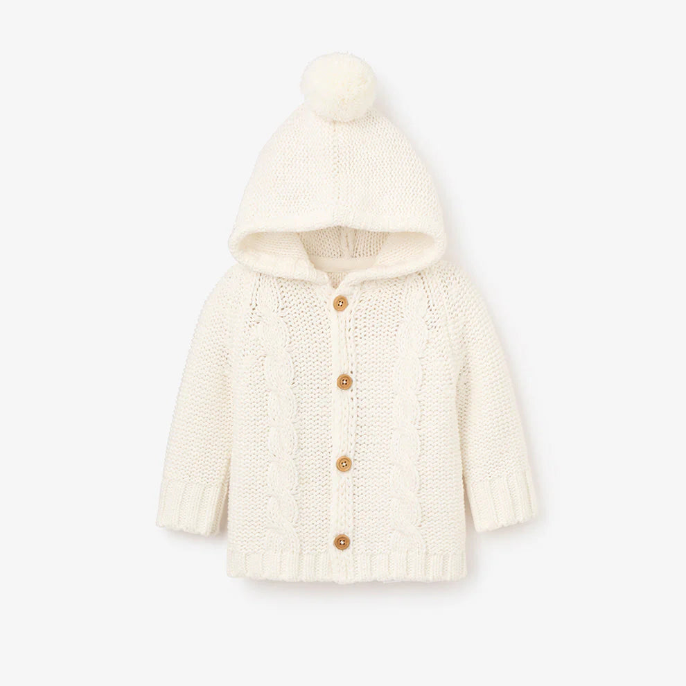 White Chunky Hooded Cardigan