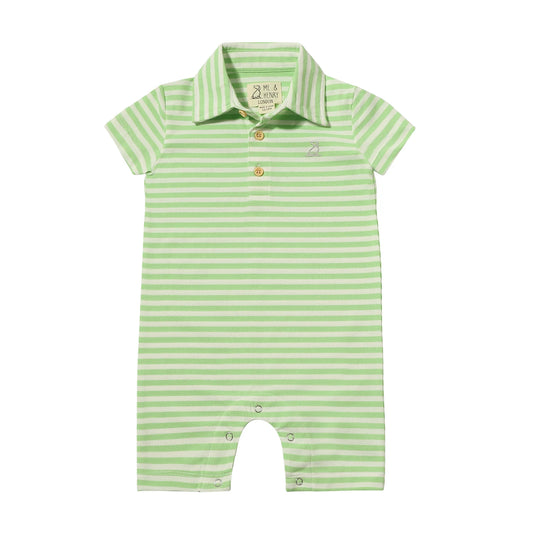 Lime Stripe Polo Romper