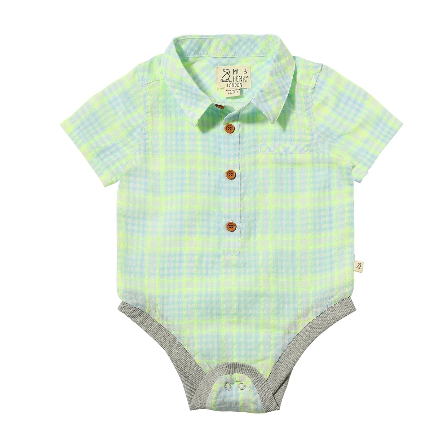 Neon Green Plaid Onesie