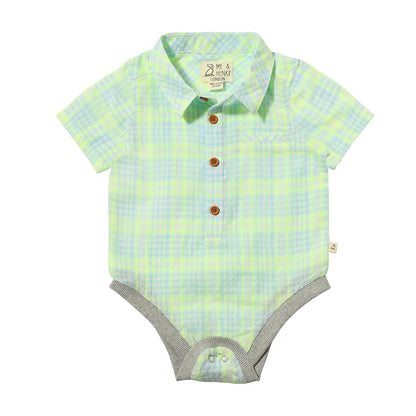 Neon Green Plaid Onesie