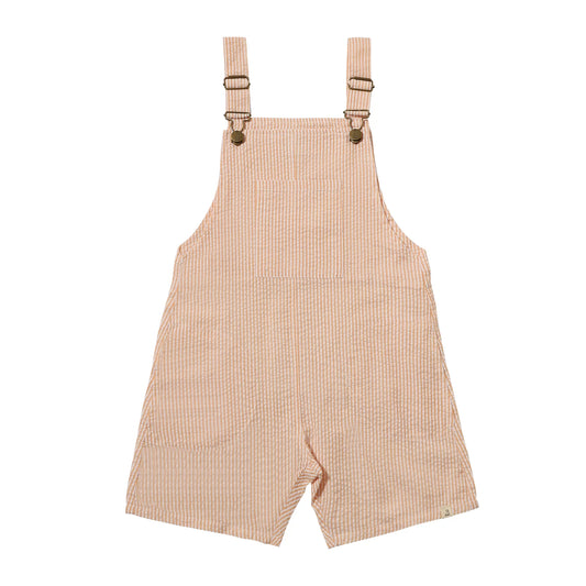 Orange & White Seersucker Overalls