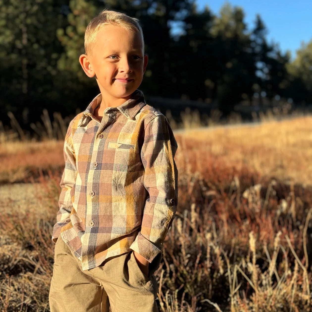 Brown Madras Woven Shirt