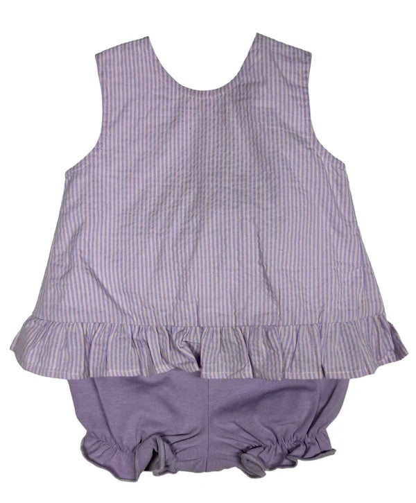 Lilac/Peach Stripe Tie Bloomer Set