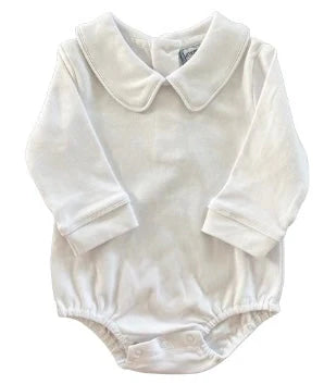 Boys White Long Sleeve Onesie