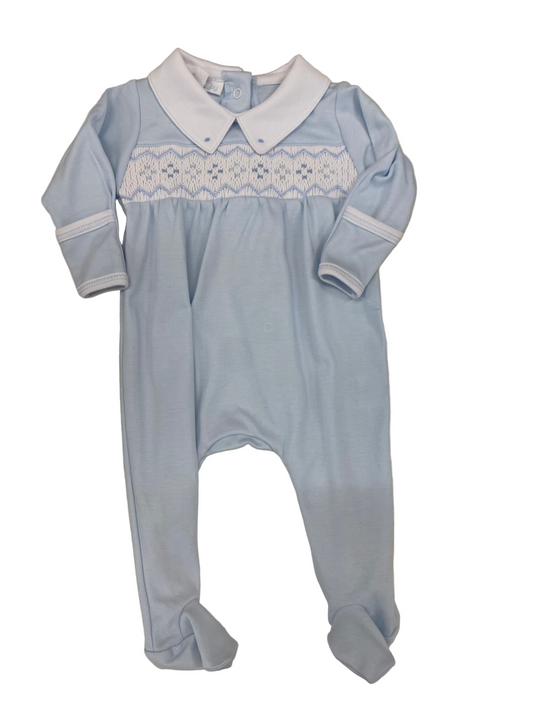 Emily and Ethan Smocked Collared Boy Footie