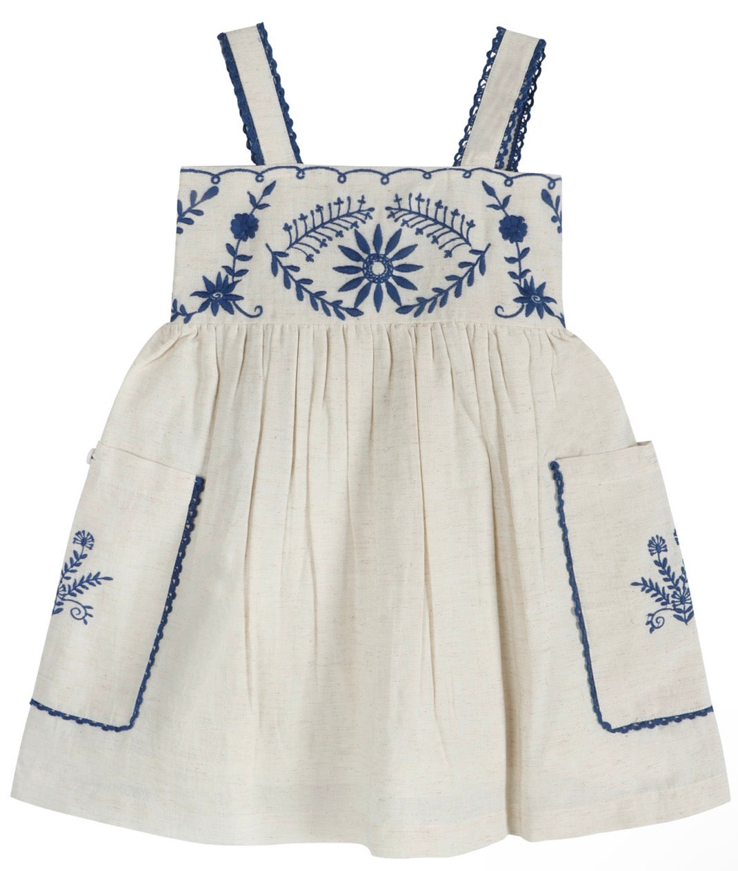 Azurea Linen Embroidery Dress