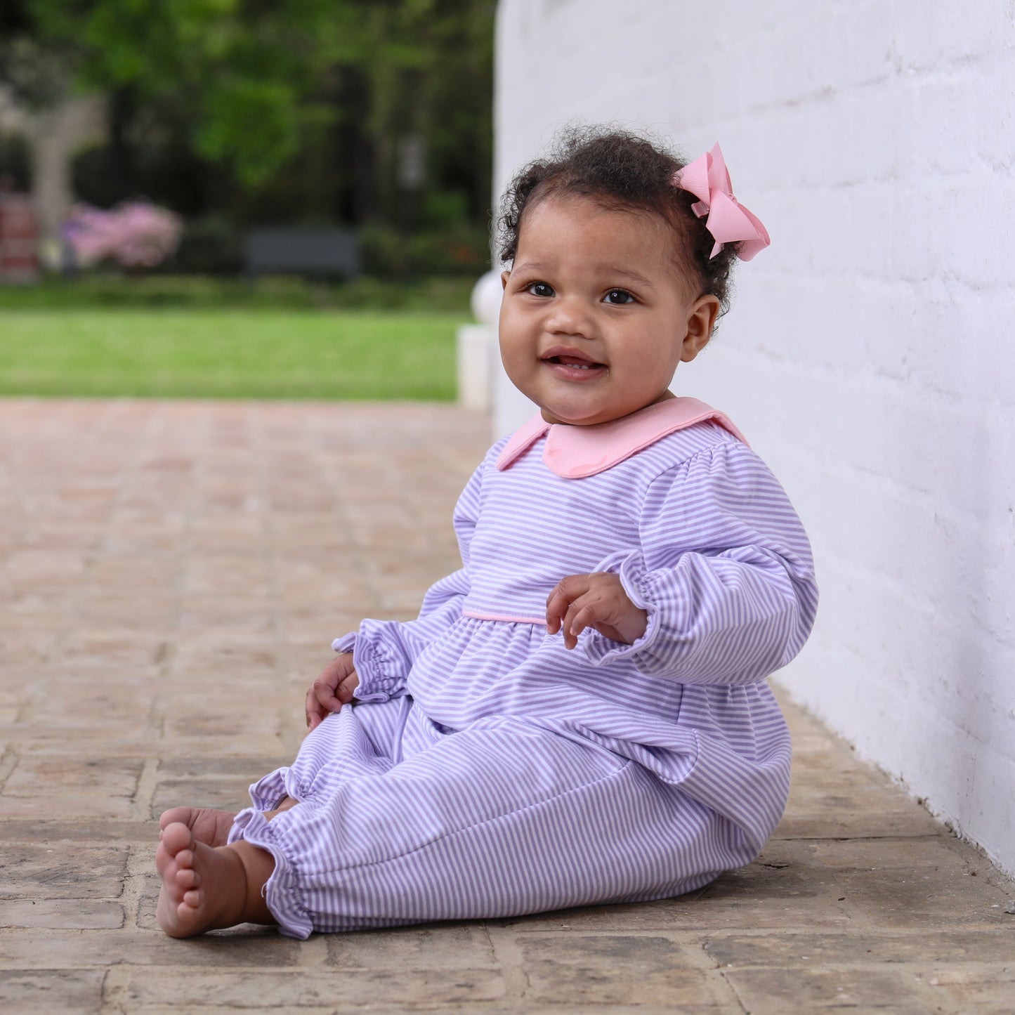 Katherine Romper - Lavender Stripe