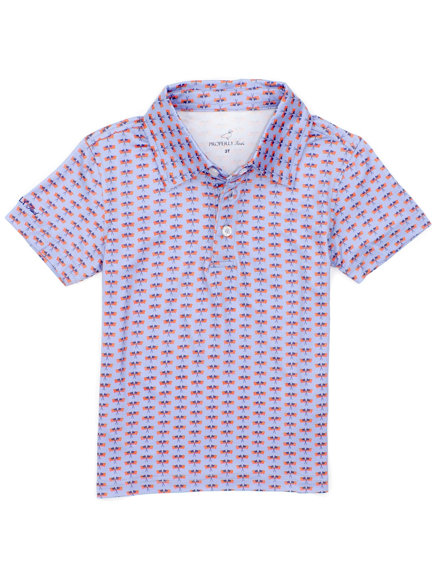 Short-sleeve shirt with a pattern on a white background