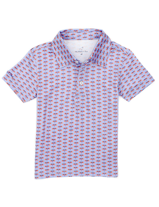 Short-sleeve shirt with a pattern on a white background