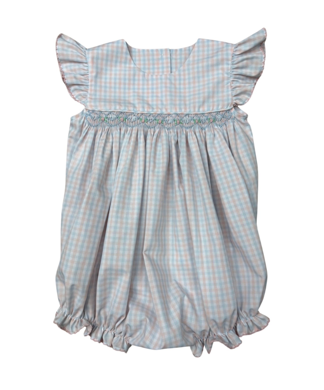 Spring Plaid Smocked Bubble