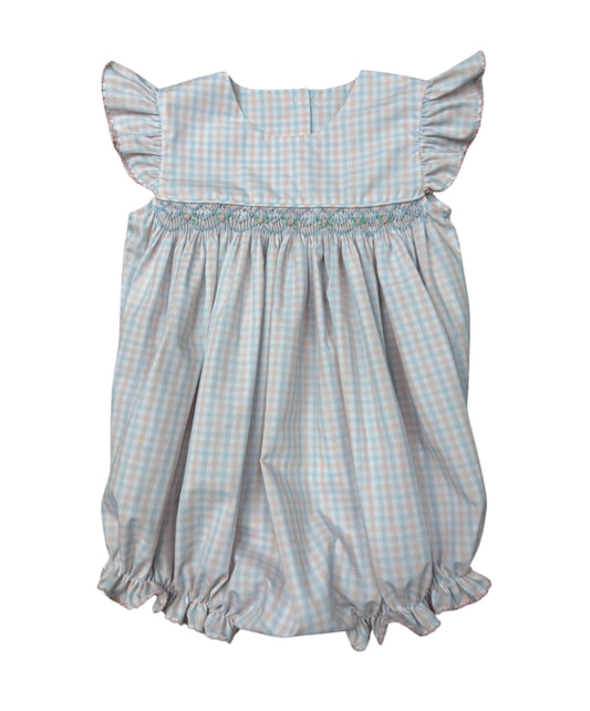 Spring Plaid Smocked Bubble