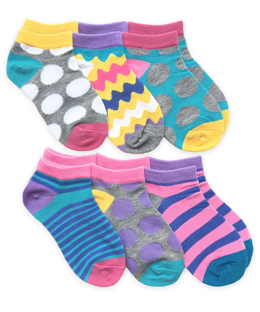 Polka Dots & Stripes Low Cut Socks 6 Pair Pack