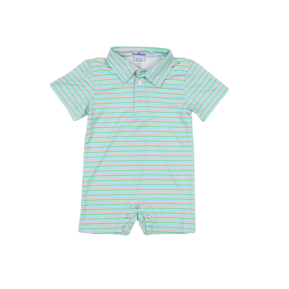 Sherbet Stripe Polo Short Sleeve Romper