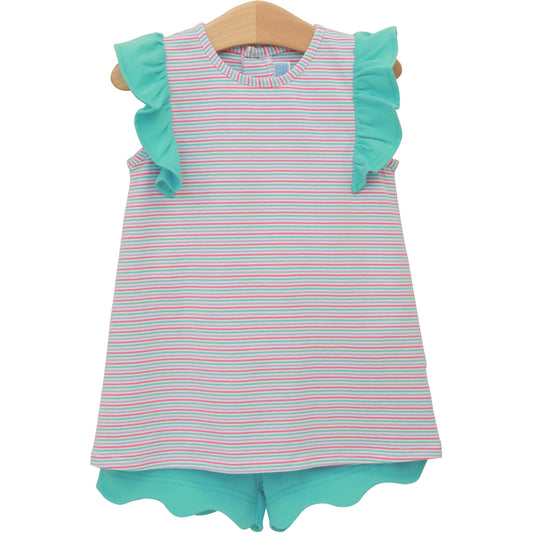 Multi Stripe Ruby Short Set