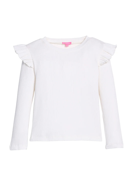 Ivory Ruffle Shoulder Shirt