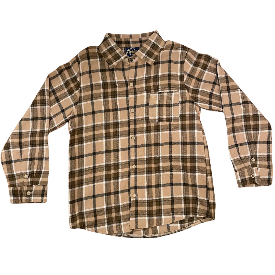 Flannel Shirt- Tan Plaid