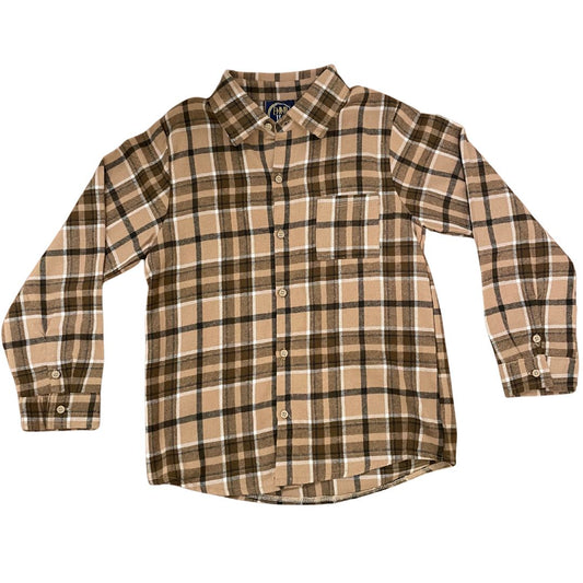 Flannel Shirt- Tan Plaid