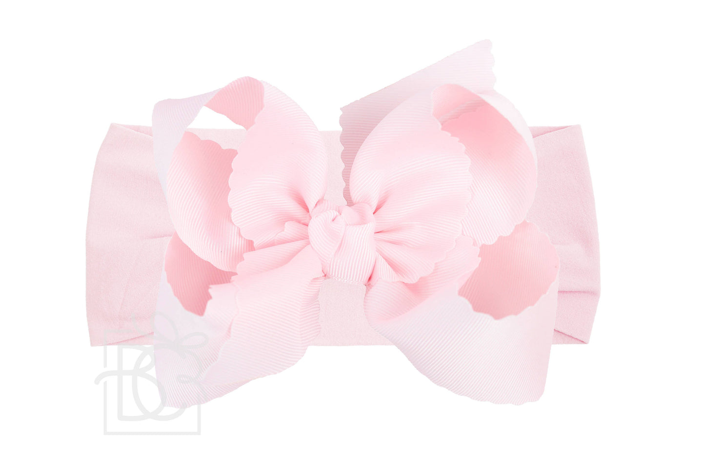 Wide Pantyhose Headband with XL Scalloped Bow