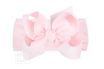 Wide Pantyhose Headband with XL Scalloped Bow