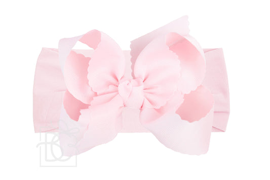 Wide Pantyhose Headband with XL Scalloped Bow