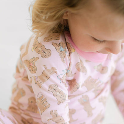 Golden Pup Pink Long Pajamas