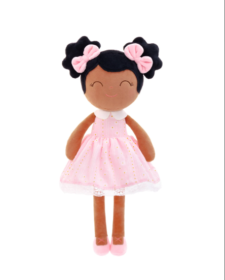 African American Plush Doll - Pink Dress