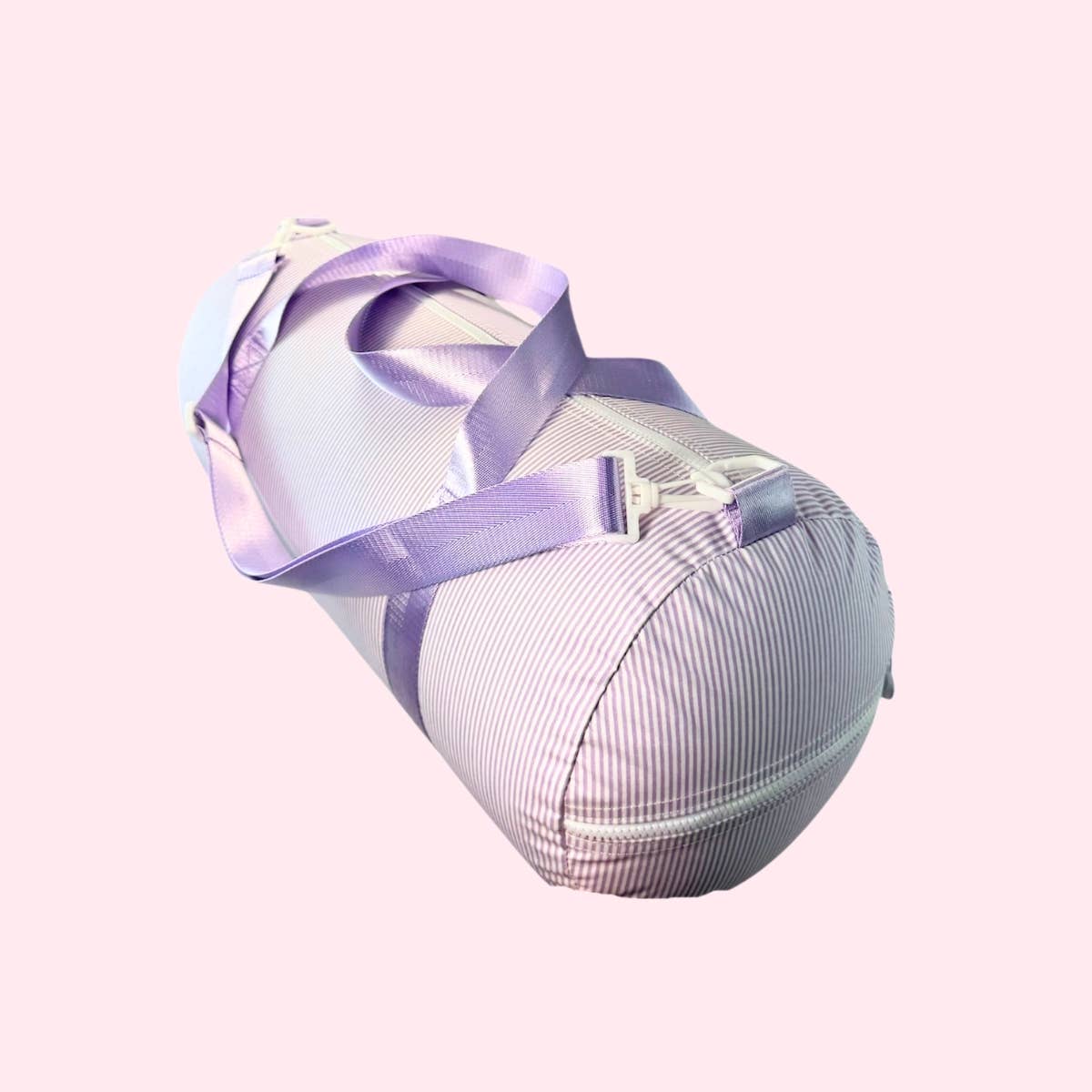 Lilac Preppy Stripe Glossy Weekend Duffel