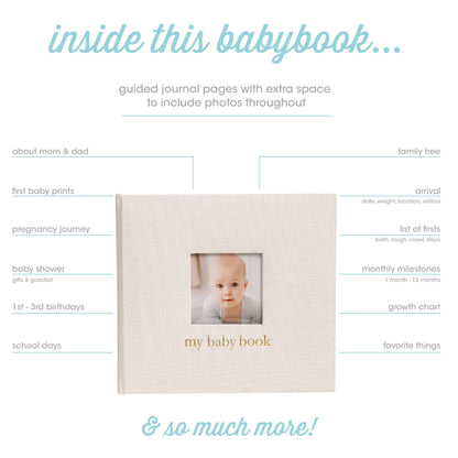 Ivory Linen Baby Memory Book