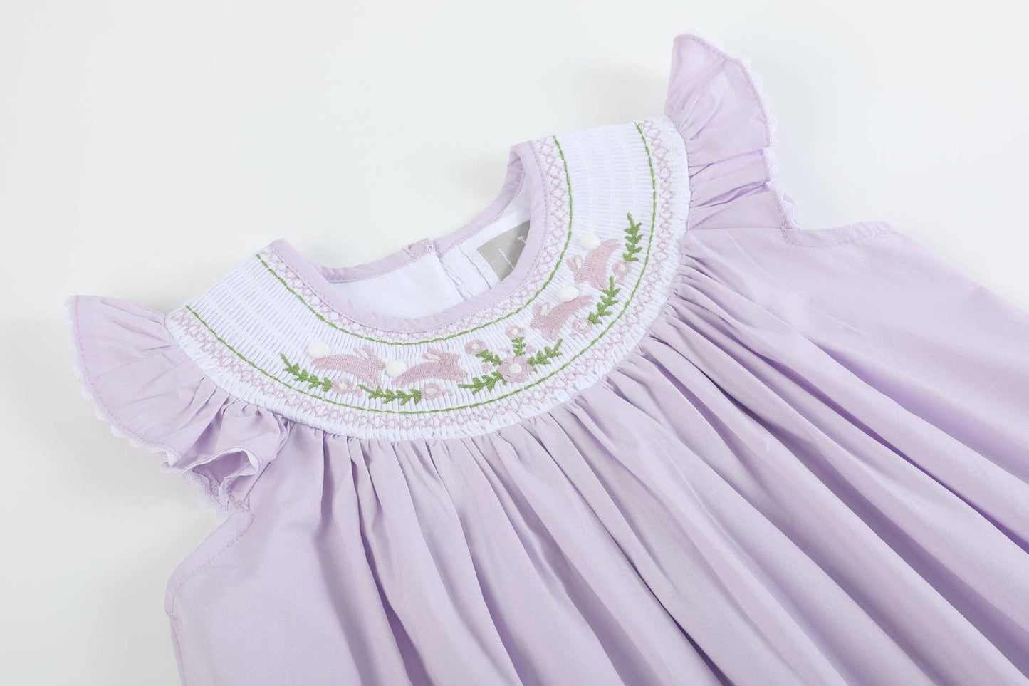 Light Purple Bunnies Smocked Bishop Dress