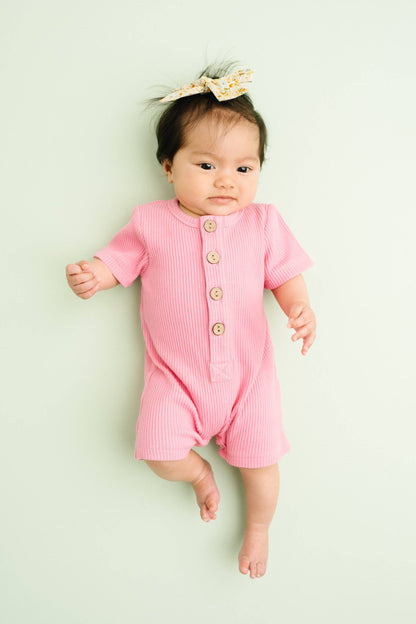 Passion Pink Ribbed Romper