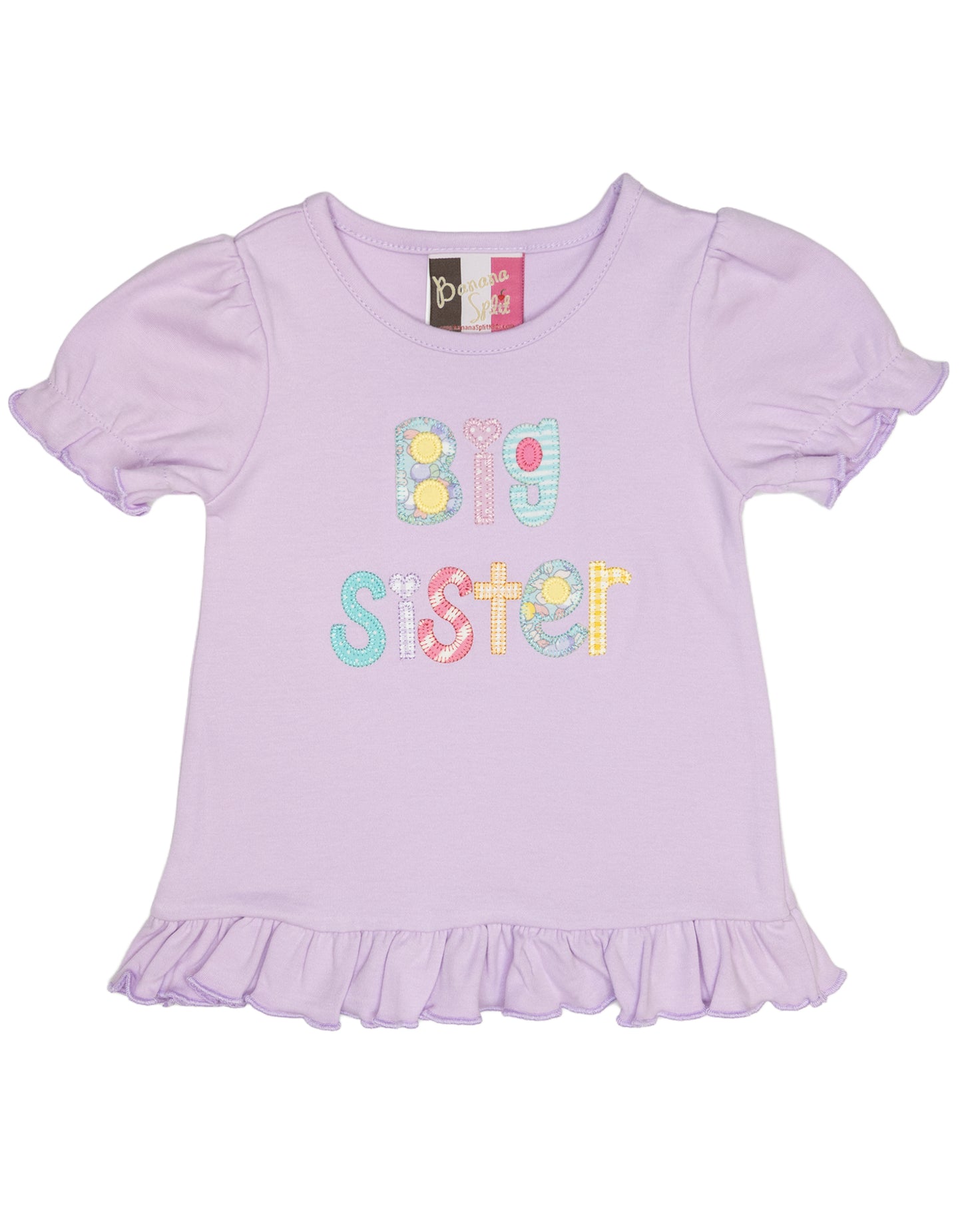 Purple Big Sister Applique T-shirt